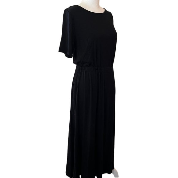 Karen Kane Black Cinched Waist & Swingy Midi Skirt Artisan Dress Size Small NWT - Picture 9 of 13